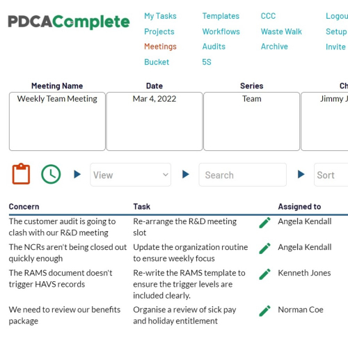 A fast way to review previous meeting actions