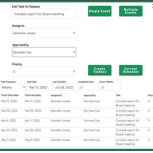 Launch recurring tasks