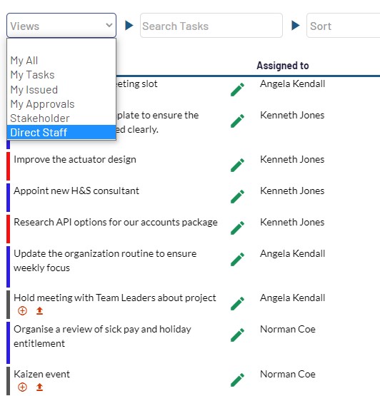 View team members' tasks