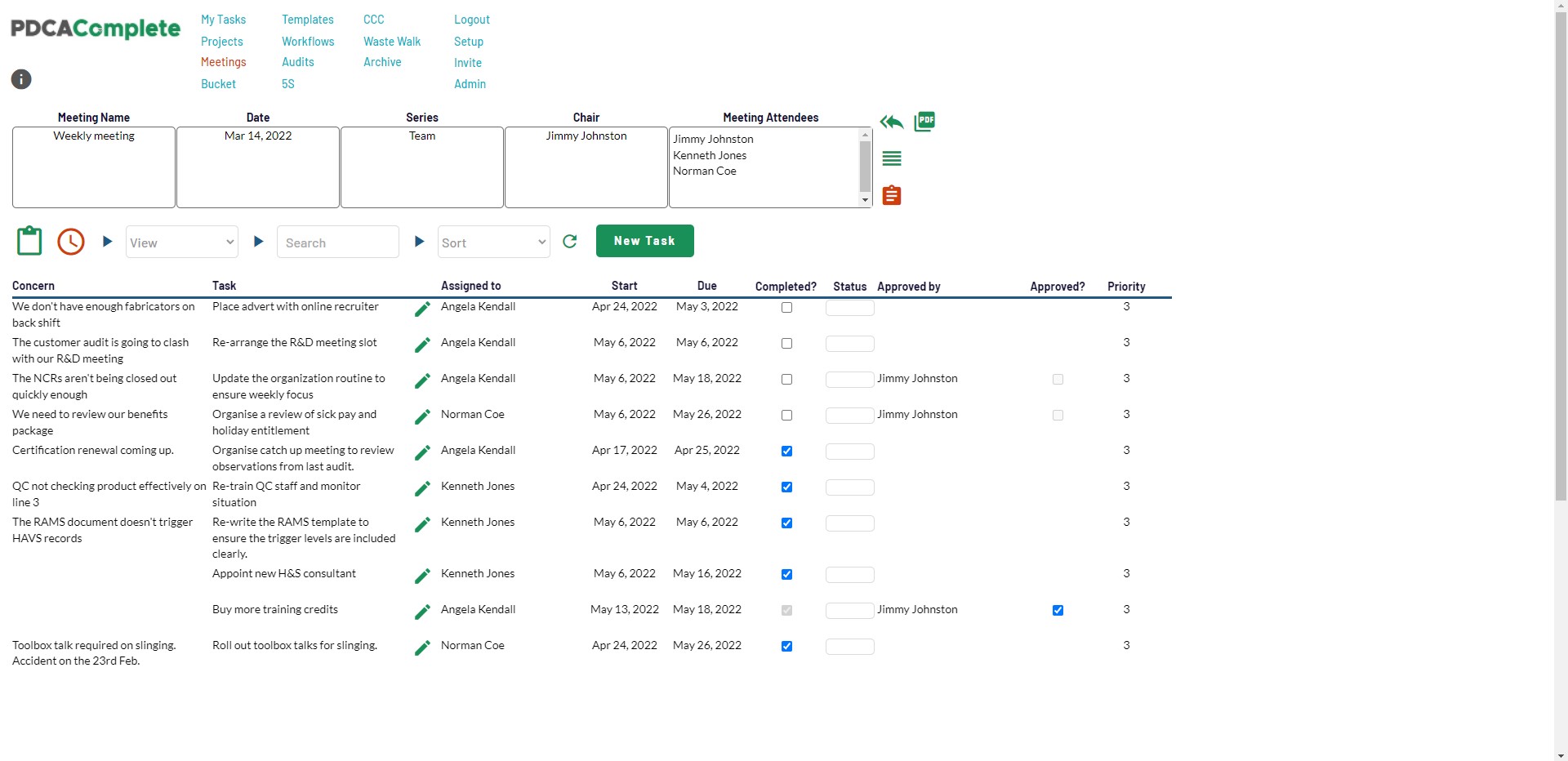 Providing evidence during an Achilles audit with PDCA Complete