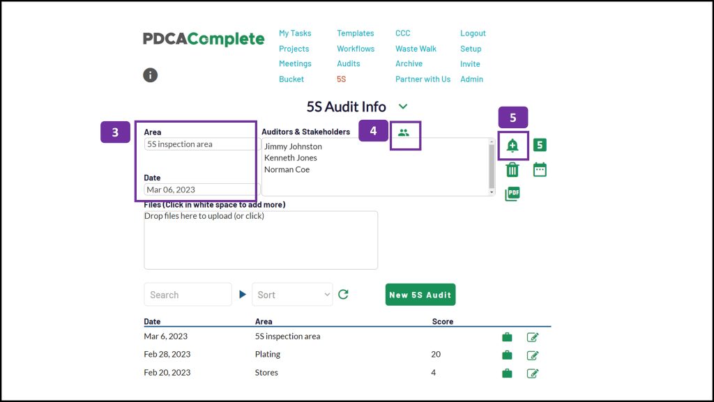 5S audit - setup audit