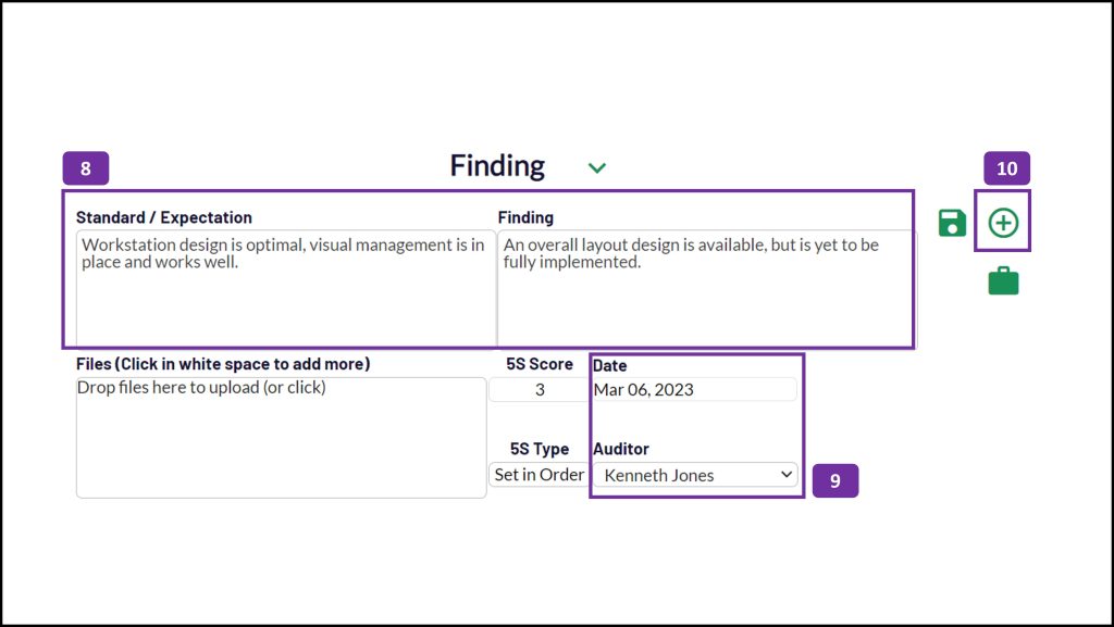 5S audit - review finding