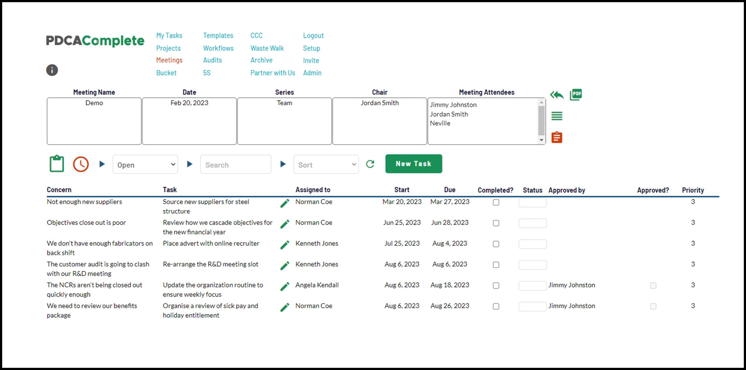 How to review open actions from previous meetings