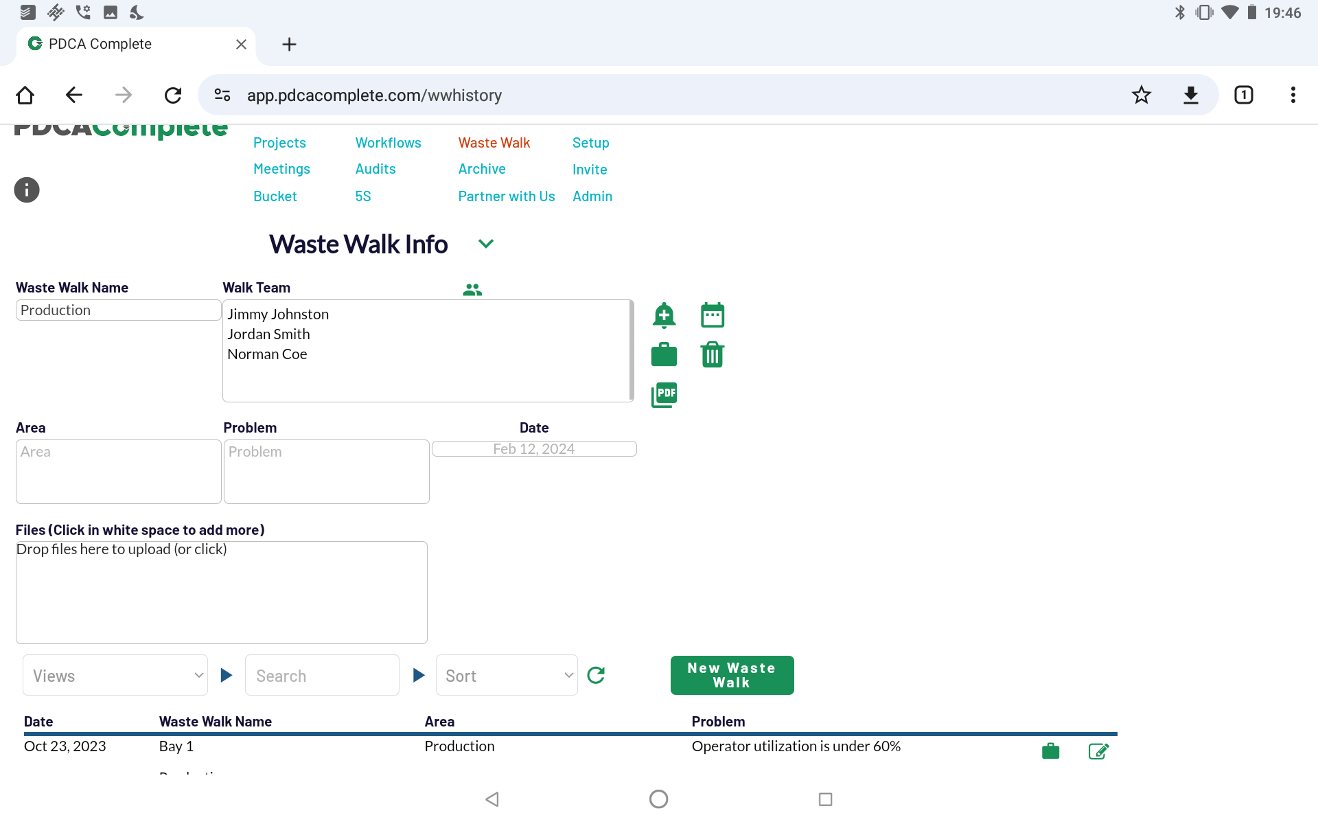 How to carry out a team waste walk using PDCA Complete